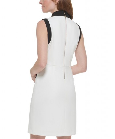 Women's Contrast-Trim Sheath Dress White $64.50 Dresses