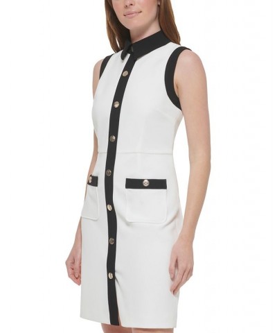 Women's Contrast-Trim Sheath Dress White $64.50 Dresses