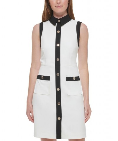 Women's Contrast-Trim Sheath Dress White $64.50 Dresses