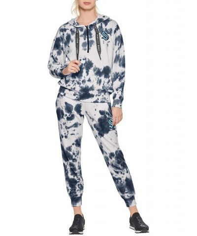 Women's Navy and White Seattle Kraken Dakota Tie-Dye Oversized Half-Zip Hoodie Navy, White $50.60 Sweatshirts