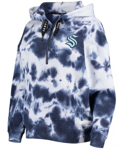 Women's Navy and White Seattle Kraken Dakota Tie-Dye Oversized Half-Zip Hoodie Navy, White $50.60 Sweatshirts