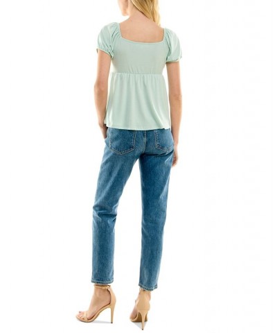 Juniors' Puffed-Sleeve Empire-Waist Top Gray $19.72 Tops