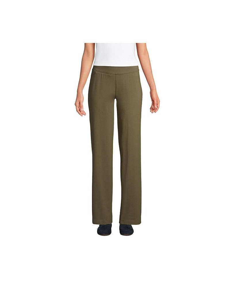 Women's Petite Starfish Mid Rise Straight Leg Elastic Waist Pull On Pants Forest moss $38.47 Pants