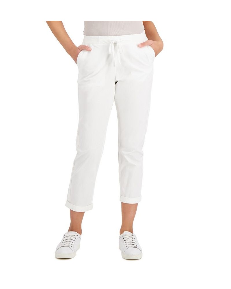 Petite Pull-On Cuffed Twill Ankle Pants White $20.50 Pants