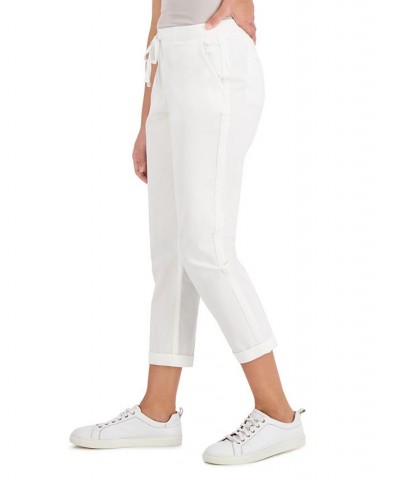 Petite Pull-On Cuffed Twill Ankle Pants White $20.50 Pants