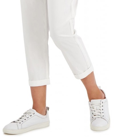 Petite Pull-On Cuffed Twill Ankle Pants White $20.50 Pants