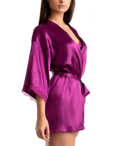 Women's Flirty Gems Wrap Robe Cami & Shorts Pajama Set Raspberry $26.50 Sleepwear