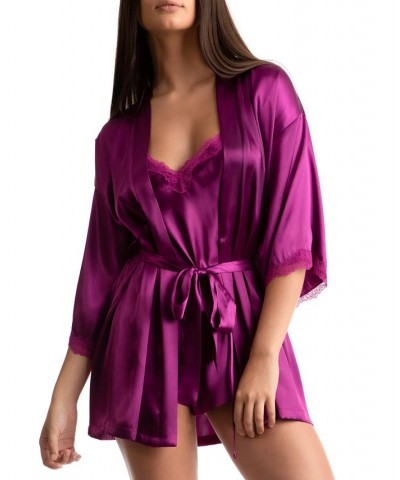 Women's Flirty Gems Wrap Robe Cami & Shorts Pajama Set Raspberry $26.50 Sleepwear