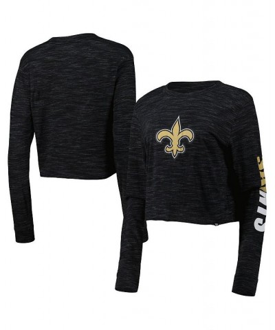 Women's Black New Orleans Saints Crop Long Sleeve T-shirt Black $17.64 Tops