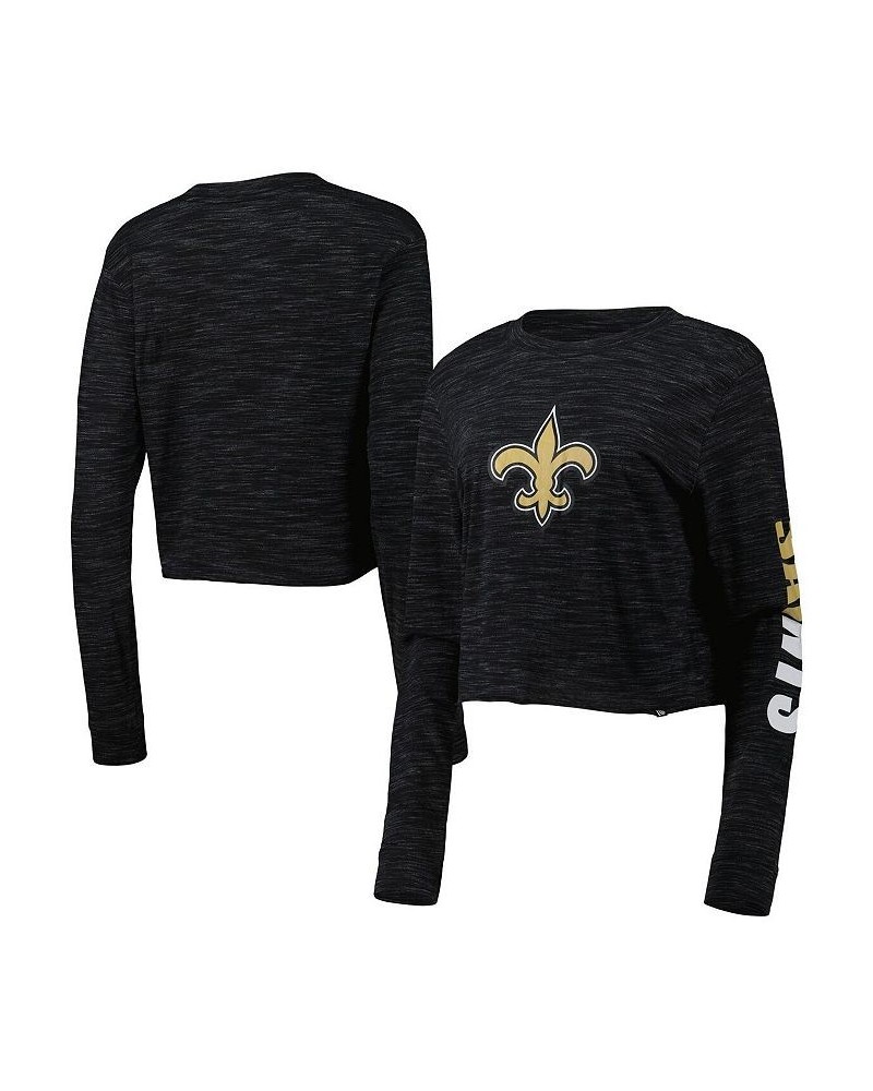 Women's Black New Orleans Saints Crop Long Sleeve T-shirt Black $17.64 Tops