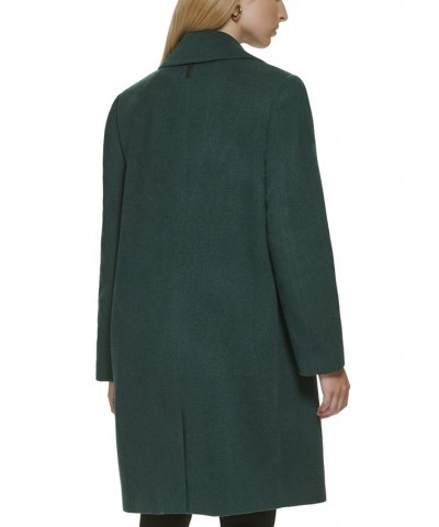 Women's Petite Button-Front Zip-Pocket Walker Coat Green $74.00 Coats