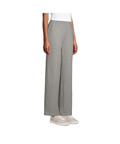 Women's Petite High Rise Serious Sweats Wide Leg Sweatpants Gray $39.72 Pants