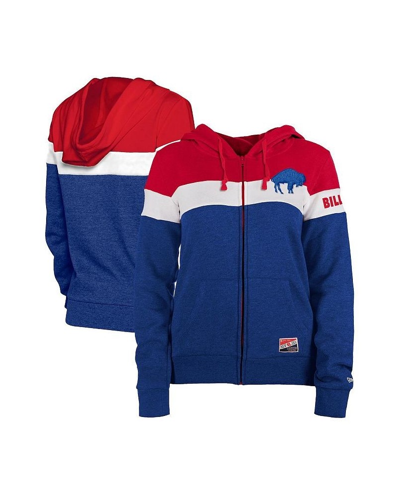 Women's Royal Red Buffalo Bills Throwback Colorblock Full-Zip Hoodie Royal, Red $32.80 Sweatshirts