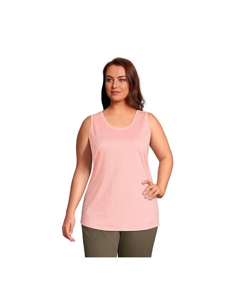 Women's Plus Size Supima Cotton Scoop Neck Tunic Tank Top Crisp peach $20.19 Tops