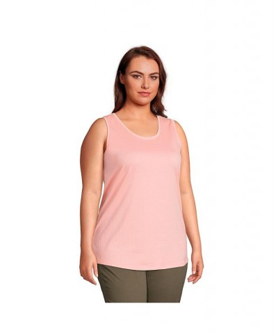 Women's Plus Size Supima Cotton Scoop Neck Tunic Tank Top Crisp peach $20.19 Tops