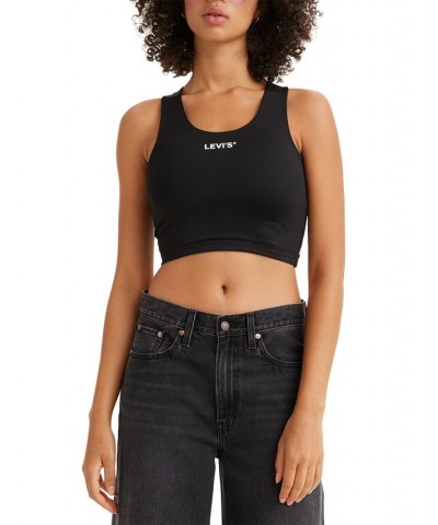 Women's Graphic Racer Cropped Tank Top Black $21.33 Tops