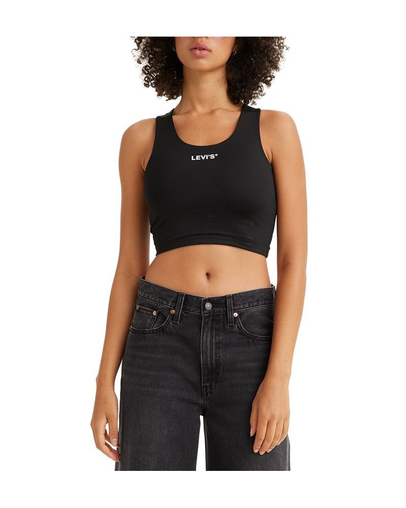 Women's Graphic Racer Cropped Tank Top Black $21.33 Tops