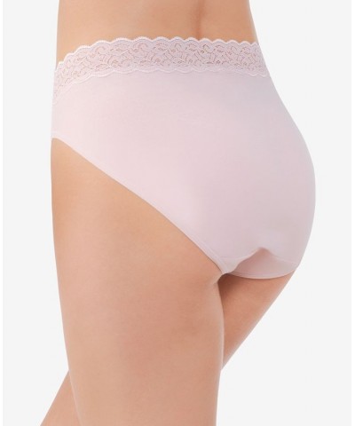 Flattering Lace Cotton Stretch Hi-Cut Brief Underwear 13395 Extended Sizes Pink $8.25 Panty