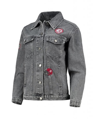 Women's Gray Alabama Crimson Tide Patches Full-Button Denim Jacket Gray $60.75 Jackets