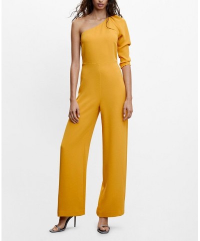 Women's Asymmetric Long Jumpsuit Mustard $53.30 Pants