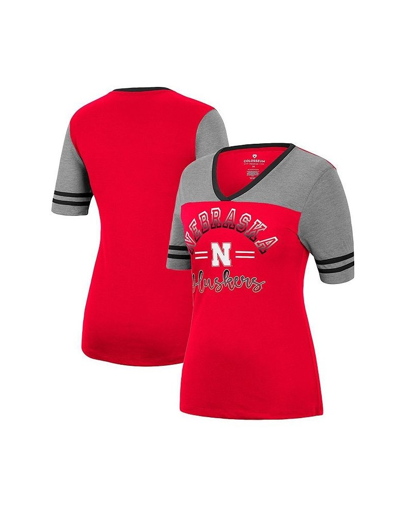 Women's Scarlet Heathered Gray Nebraska Huskers There You Are V-Neck T-shirt Scarlet, Heathered Gray $26.99 Tops