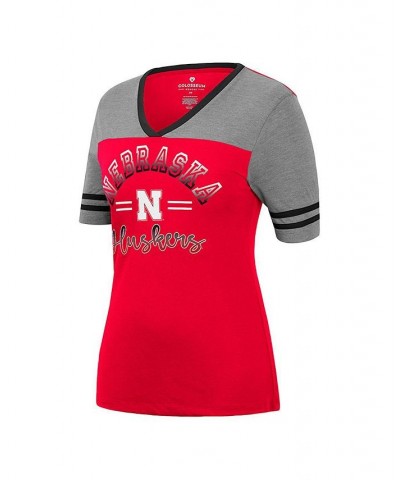 Women's Scarlet Heathered Gray Nebraska Huskers There You Are V-Neck T-shirt Scarlet, Heathered Gray $26.99 Tops