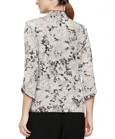 Petite Printed Glitter-Knit Twinset Taupe $62.53 Tops