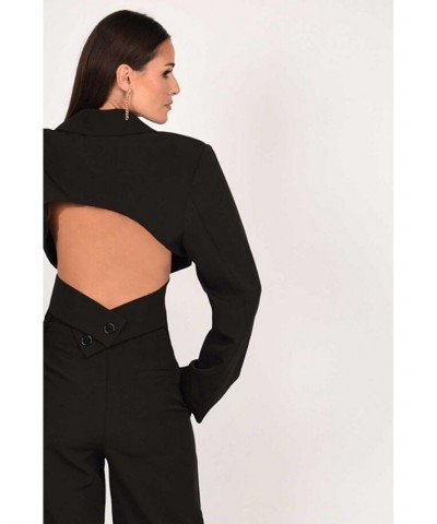 Maddie Cropped Backless Women's Black Blazer Black $77.91 Jackets