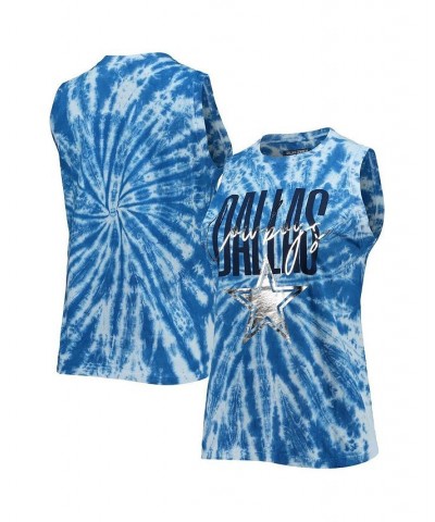 Women's Royal Dallas Cowboys Tie-Dye Jersey Boxy Tank Top Royal $23.40 Tops