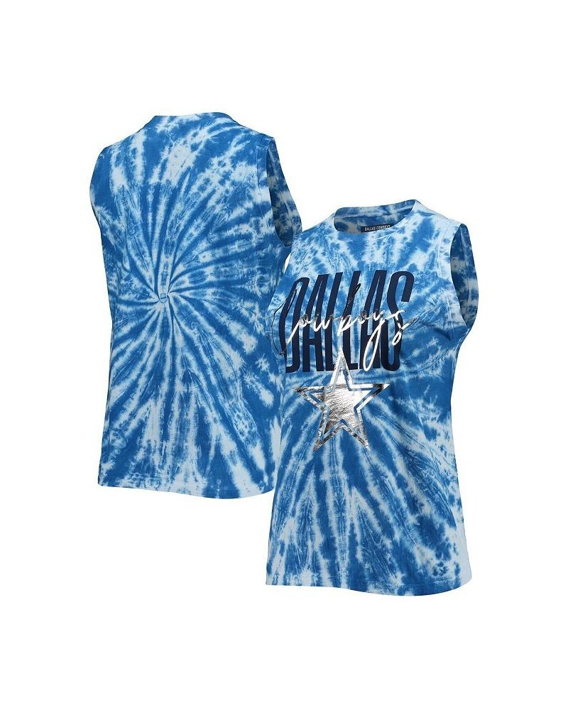 Women's Royal Dallas Cowboys Tie-Dye Jersey Boxy Tank Top Royal $23.40 Tops