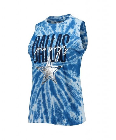 Women's Royal Dallas Cowboys Tie-Dye Jersey Boxy Tank Top Royal $23.40 Tops