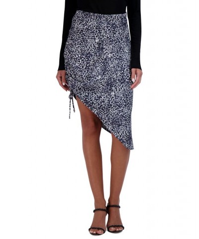 Women's Asymmetric Leopard-Print Skirt Navy / Off White $56.67 Skirts