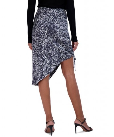 Women's Asymmetric Leopard-Print Skirt Navy / Off White $56.67 Skirts