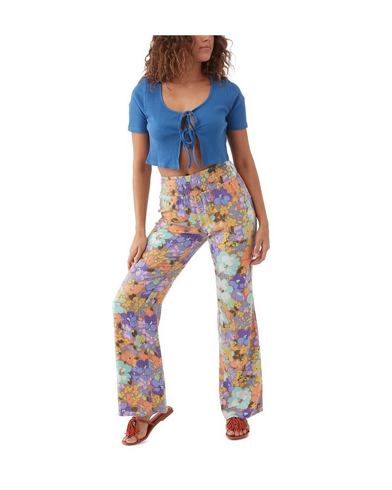 Juniors' Johnny Sami Floral-Print Straight-Leg Pants Multi $25.59 Pants