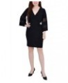 Petite Sheer-Sleeve Wrap Dress Black $21.06 Dresses