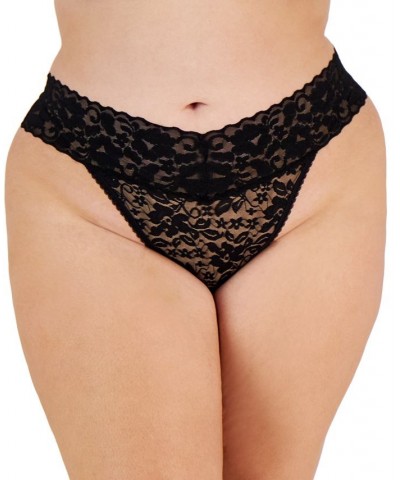 Plus Size Lace Thong Underwear Lingerie Black $8.63 Panty