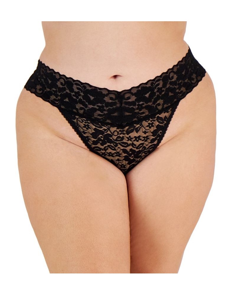 Plus Size Lace Thong Underwear Lingerie Black $8.63 Panty