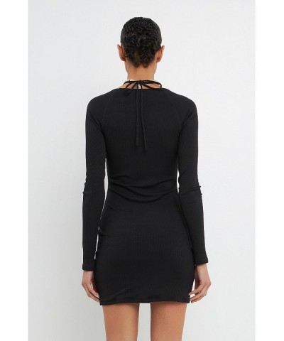 Women's Center Ruched Haltered Fitted Mini Dress Black $43.20 Dresses