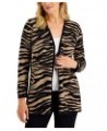 Zebra-Print Long Open Cardigan New Fawn Combo $12.37 Sweaters