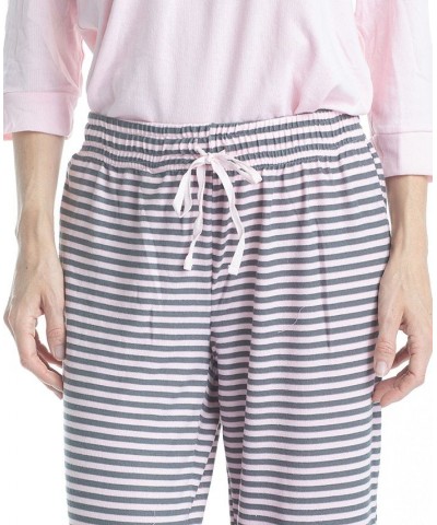 Women's 3/4 Sleeve Top & Boot-Cut Pajama Pants Set Gray $34.22 Sleepwear