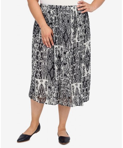 Plus Size Summer In The City Patchwork Pleated Midi Skirt Onyx $35.33 Skirts