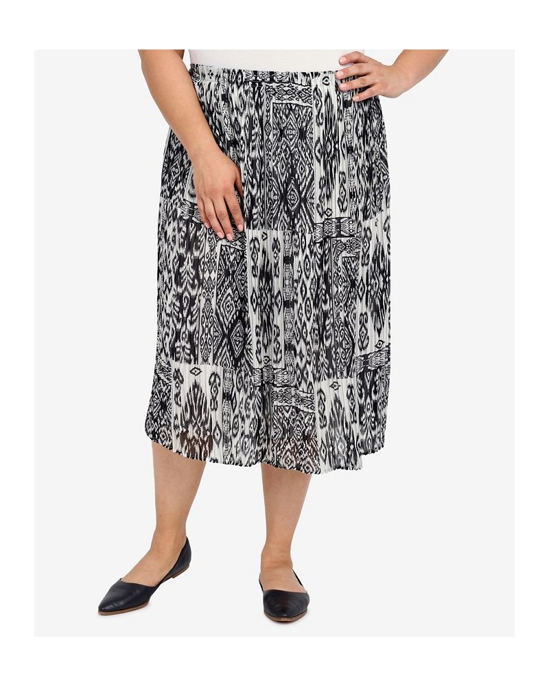 Plus Size Summer In The City Patchwork Pleated Midi Skirt Onyx $35.33 Skirts