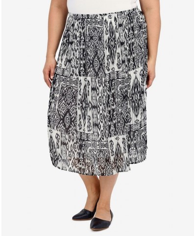 Plus Size Summer In The City Patchwork Pleated Midi Skirt Onyx $35.33 Skirts