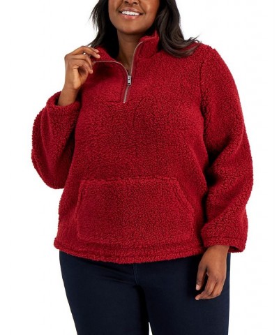 Plus Size Sherpa Sweatshirt Red $16.85 Sweatshirts