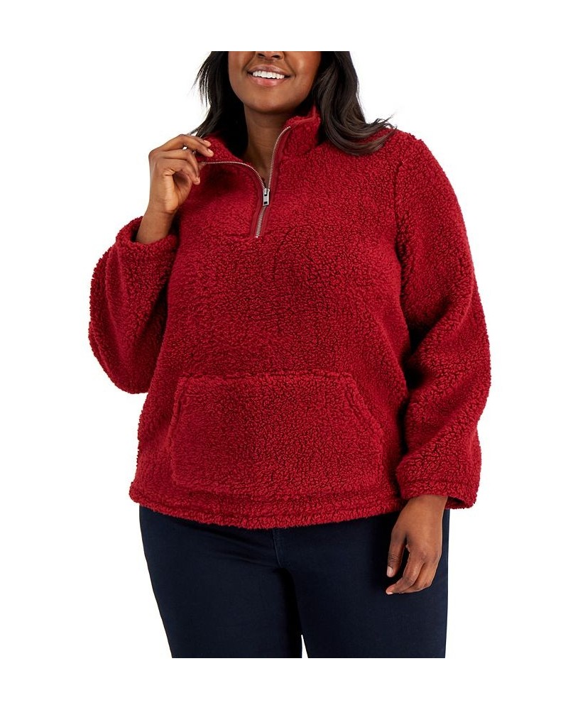 Plus Size Sherpa Sweatshirt Red $16.85 Sweatshirts