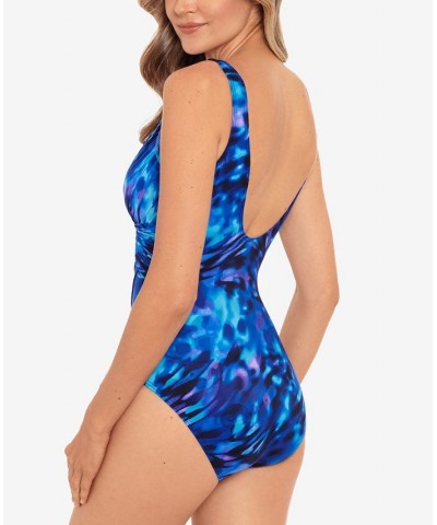 Revele Underwire One-Piece Swimsuit Cloud Leopard Blue $70.04 Swimsuits