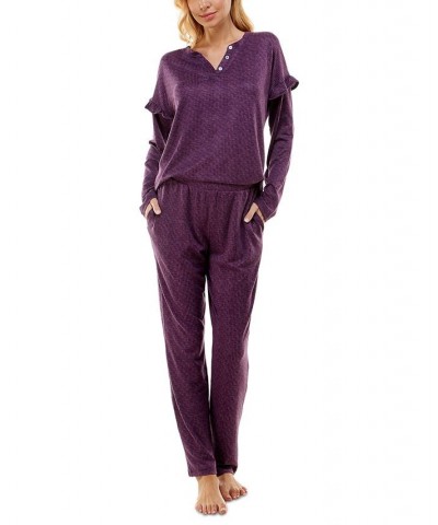 Women's Whisperluxe Printed Pajamas Set Space Dye Wineberry $19.94 Sleepwear