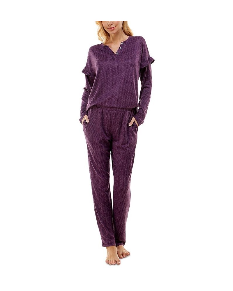 Women's Whisperluxe Printed Pajamas Set Space Dye Wineberry $19.94 Sleepwear