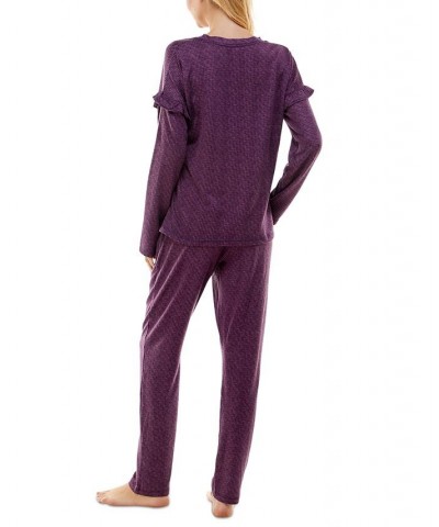 Women's Whisperluxe Printed Pajamas Set Space Dye Wineberry $19.94 Sleepwear