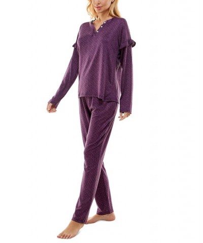 Women's Whisperluxe Printed Pajamas Set Space Dye Wineberry $19.94 Sleepwear